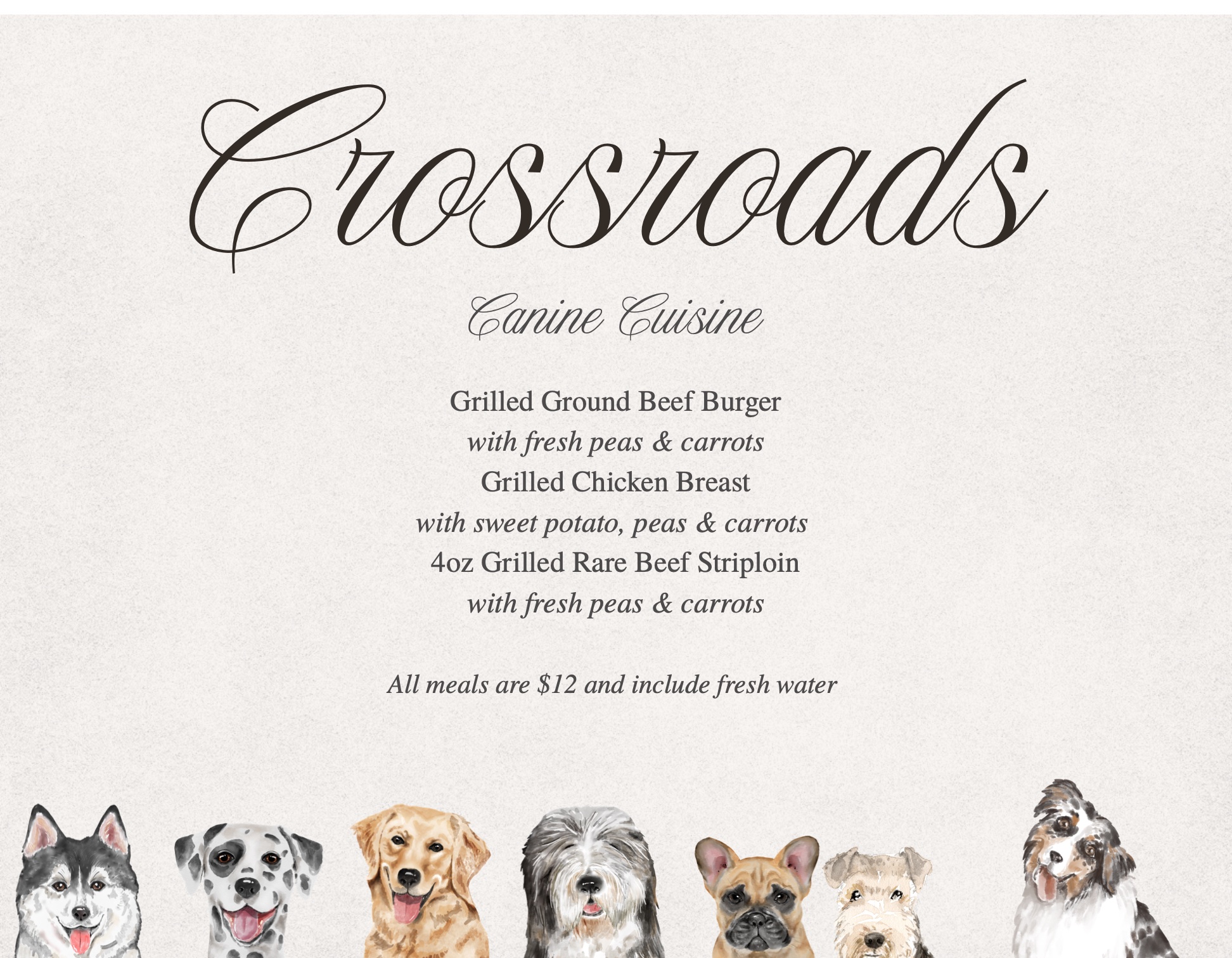 Crossroads Dog Menu — page 1